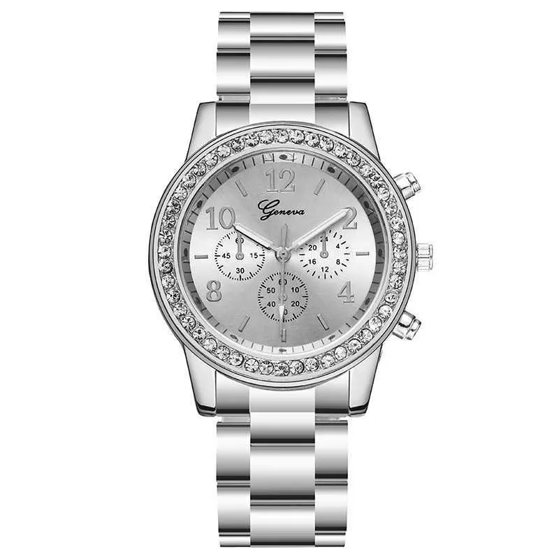 Fashion Geneva Style Rhinestone Stainless Steel Quartz Women  display picture 3