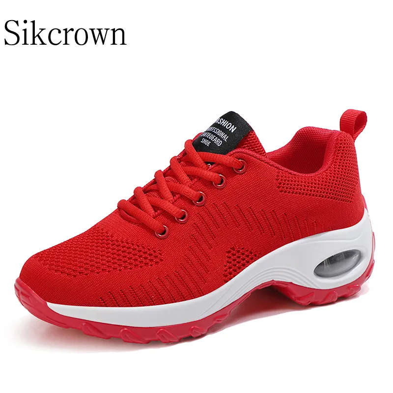 Women's Red Platform Sneakers Breathable Mesh, Anti-Slip, Size 42,  Outdoor Sport Shoes