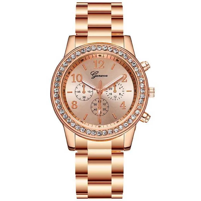 Fashion Geneva Style Rhinestone Stainless Steel Quartz Women  display picture 2