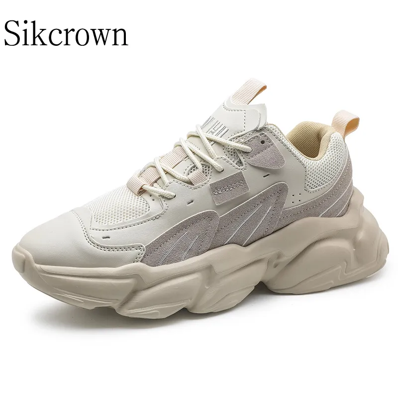 Mens Beige Chunky Sneakers Thick Sole, Casual, Height Increasing