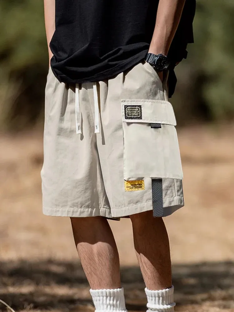 Mens Casual Loose Fit Cargo Shorts Korean Fashion Trend, Straight