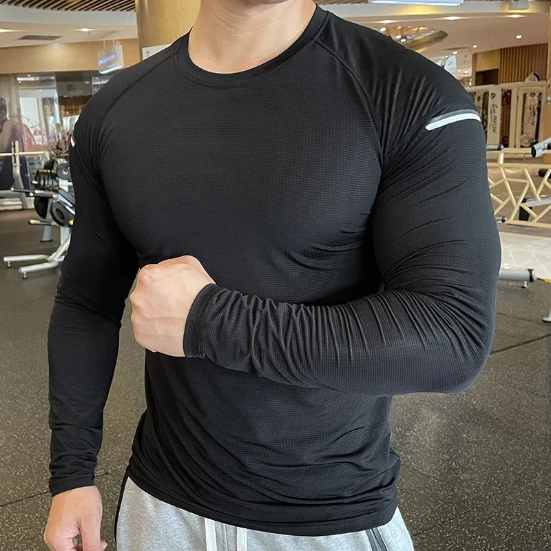 Mens Quick Dry Performance Long Sleeve T Shirt Breathable