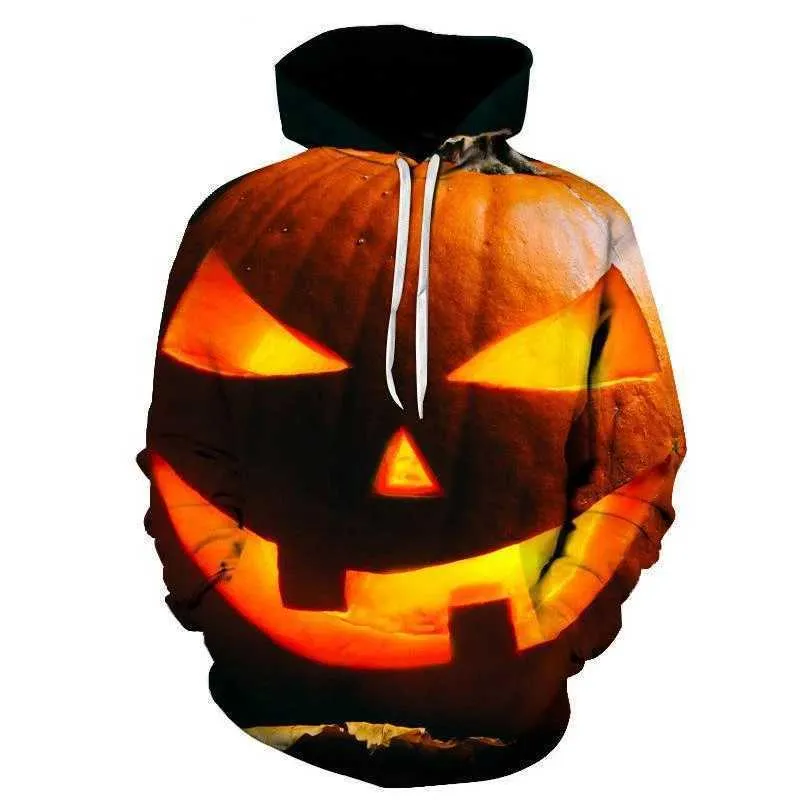 Sweat à Capuche Halloween Homme - Motif Citrouille 3D, Poche Kangourou - Déguisement Fête Ou Tenue Décontractée