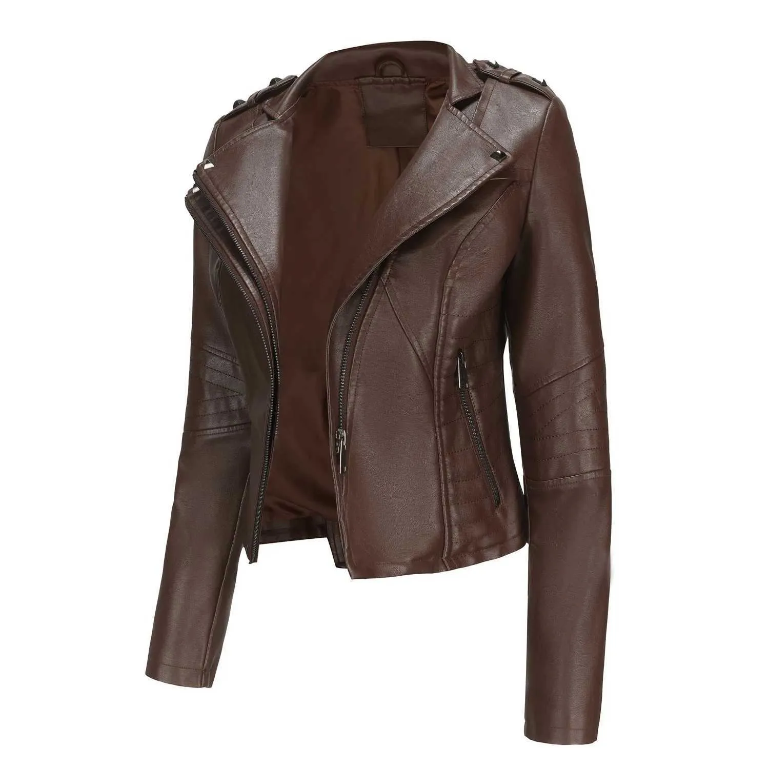 Vintage Leather leather jacket for Women - Lapel Zipper Vintage Leather leather jacket for Women - Lapel Zipper