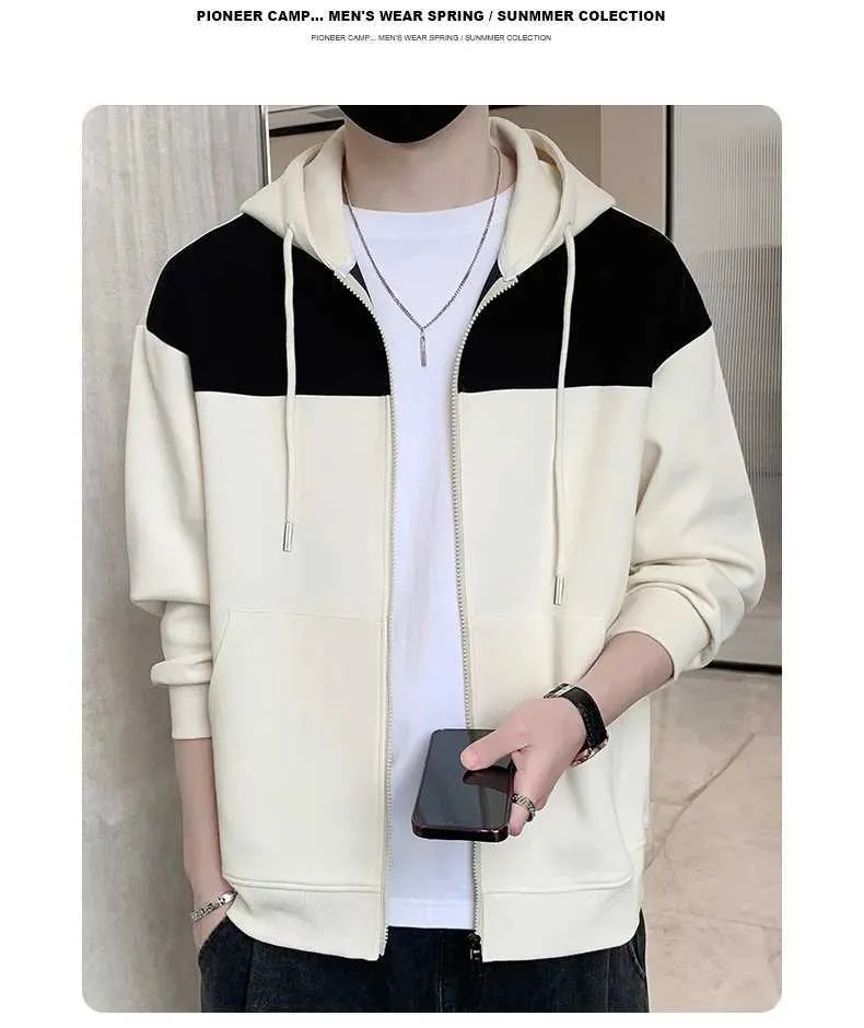 2024 Autumn Mens Cloth Patchwork Hoodie Coats Fashionable
