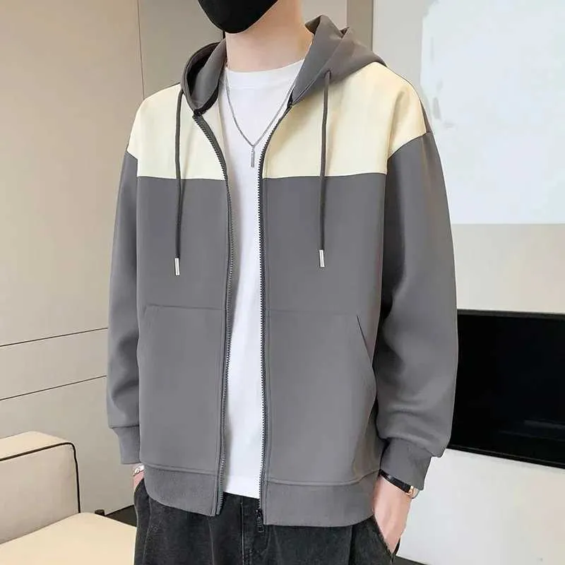 2024 Autumn Mens Cloth Patchwork Hoodie Coats Fashionable 2024 Autumn Mens Cloth Patchwork Hoodie Coats Fashionable
