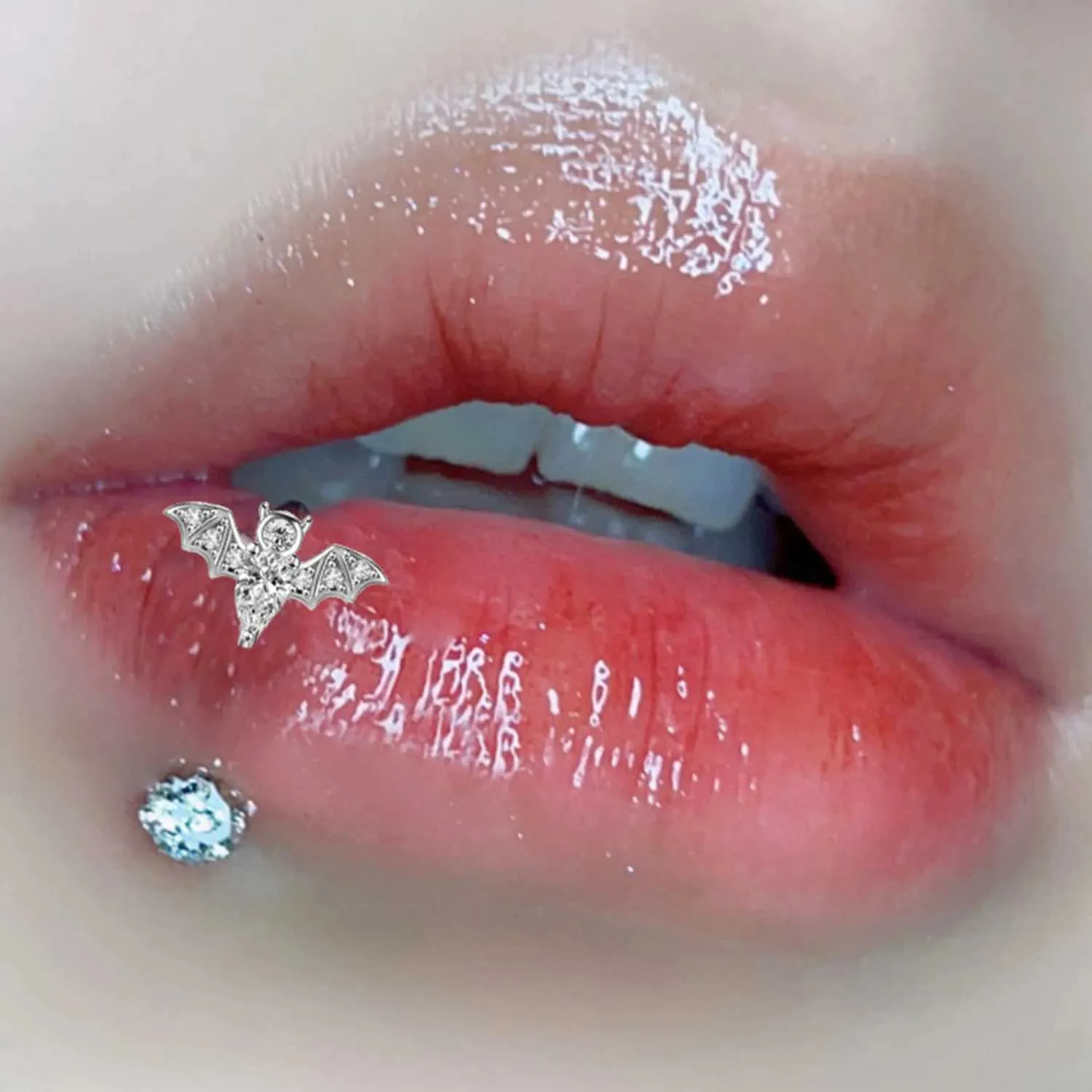 Titanium Steel C Shaped Piercing Lip Ring Dragon Claw Opal Lip