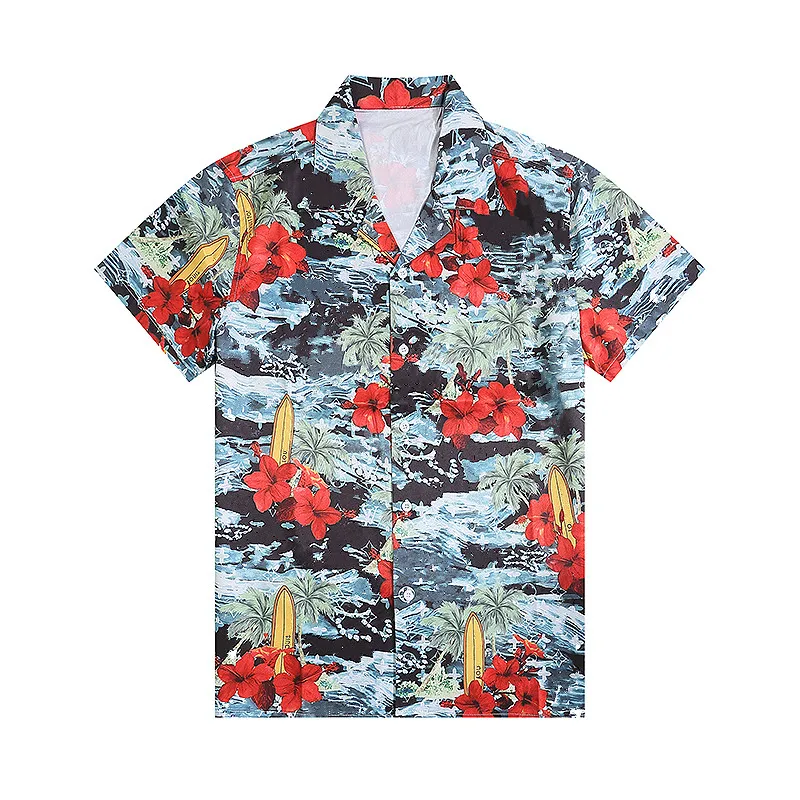 Camicia Hawaiana Retrò Uomo A Maniche Corte, Con Stampa 3D Di Alberi Di