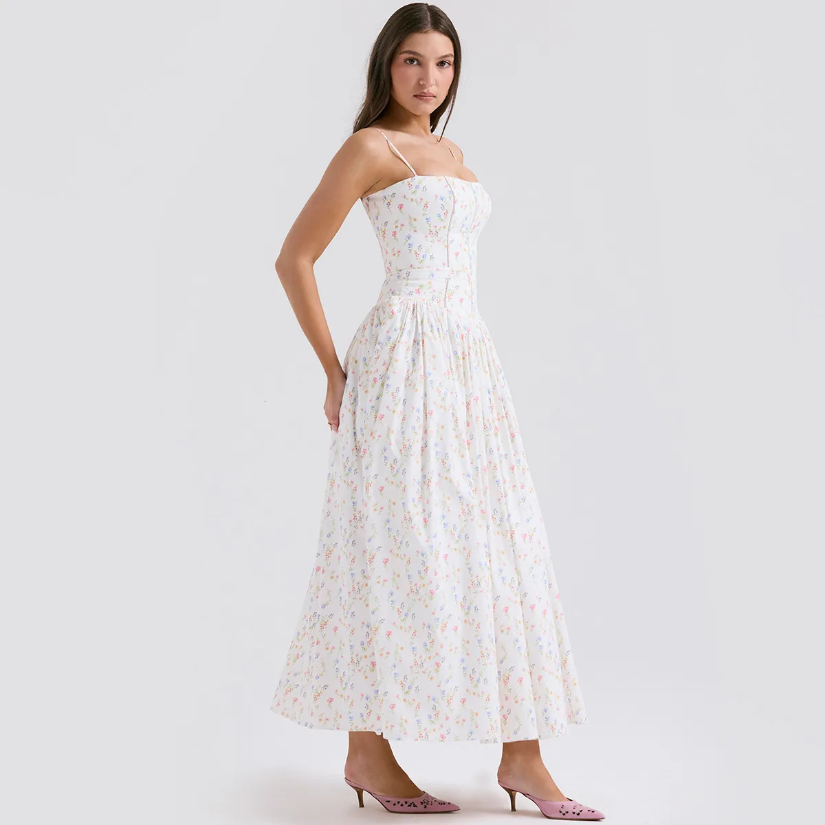 knee length dresses for ladies Tribal Print Belted Midi Dress – Amy's Cart main image 0