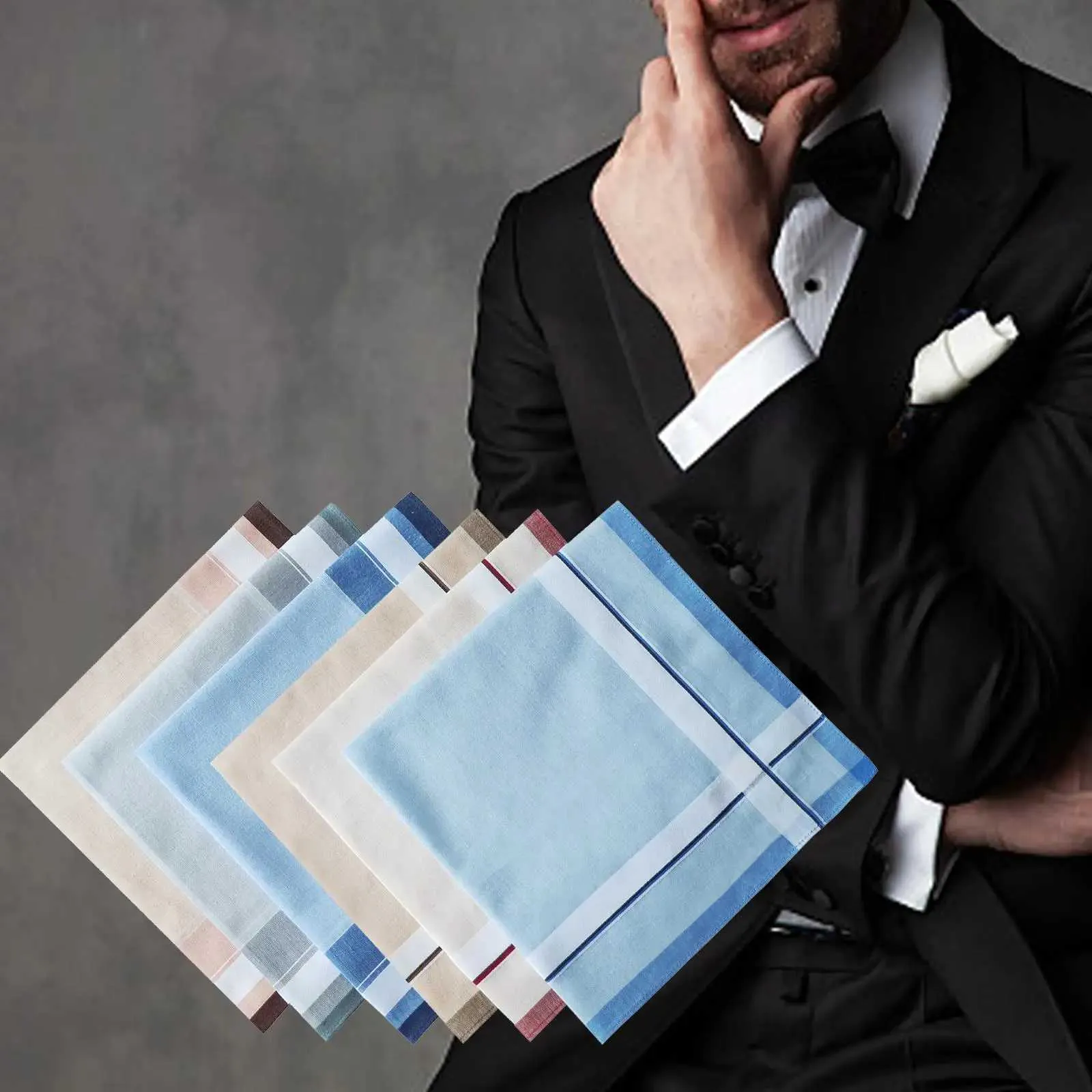 6Pcs Cotton Men's Hands Pocket Square Hankies for Suit Prom