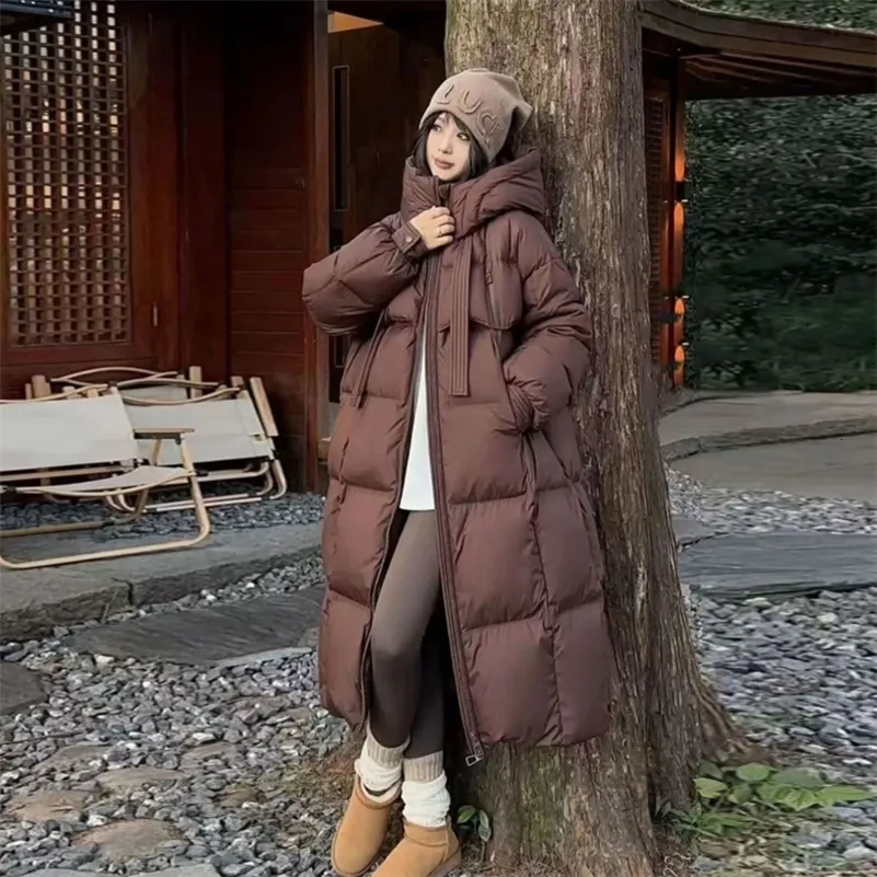 Long Parka Jacket Womens Korean Winter Padded Coat, Large Size