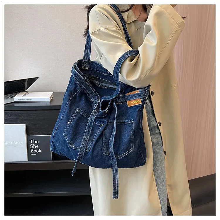 ショルダーバッグ・ポシェット Washed Ribbon Denim Shoulder Bag Black DHgate.com:Large Capacity Denim Shoulder Bag - Vintage