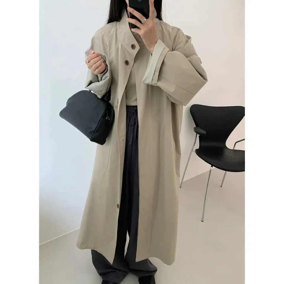 2024 New Fashion Womens Long Stand Collar The Row Trench 2024 New Fashion Womens Long Stand Collar The Row Trench