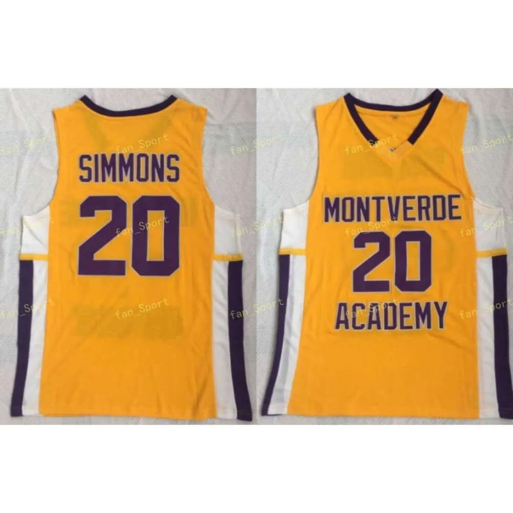 Ben Simmons 20 High School Jersey Montverde Academy Eagles Basketball Jersey Yellow Double Stiched Letther Number Logo IN STOCK
