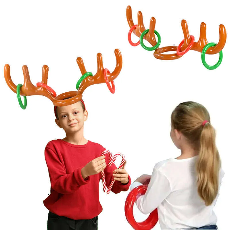 Inflatable Reindeer Antler Ring Toss Game, Christmas Games