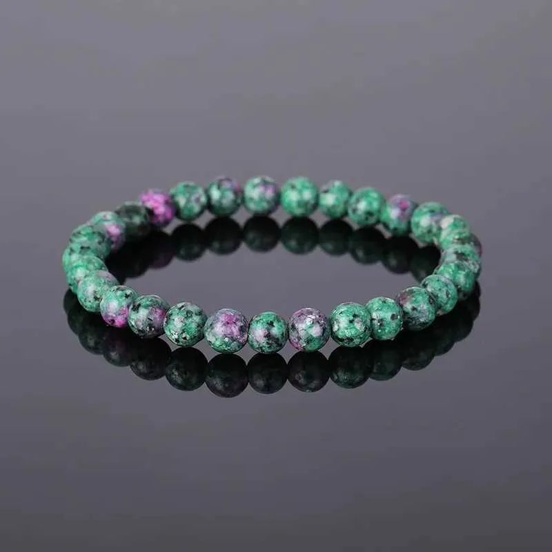 Bracelet Perles épidote Naturel 8mm - Fait Main Sur Mesure - Vert Foncé - Élastique Sans Fermoir - Unisexe