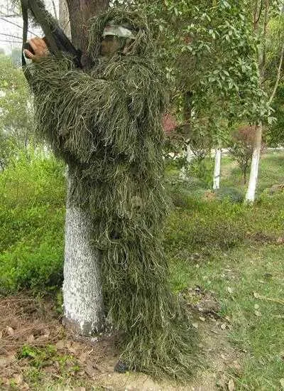 Woodland 3D Bionic Leaf Camouflage Ghillie Hunting Suit CS Camage ...