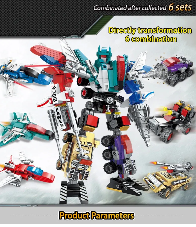 6-in-1 Transforming Robot Building Blocks Kit - DIY Construction ...