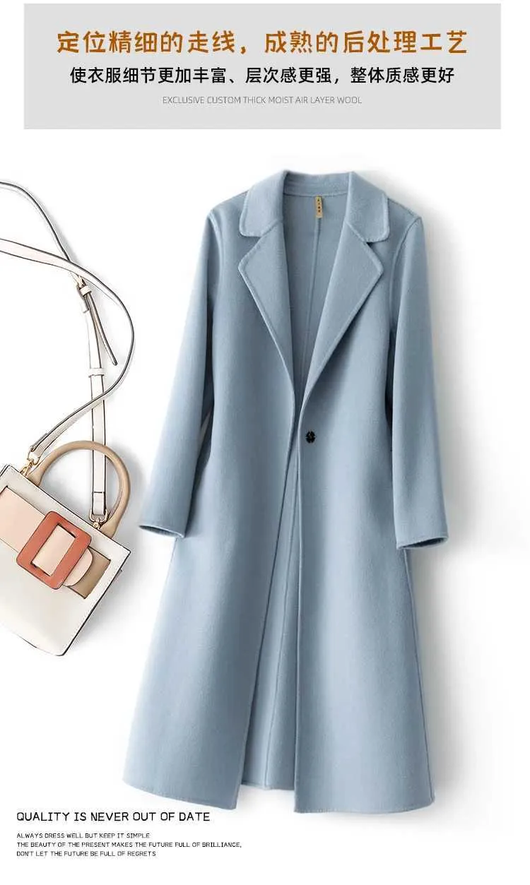 Reversible Wool Coat for Women - Long, Single Button, Pure Wool