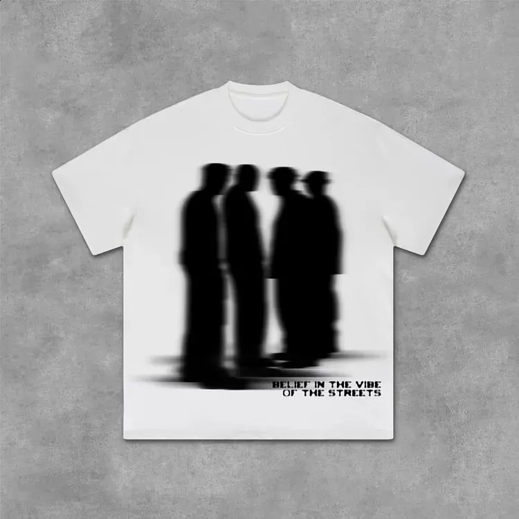 トップス STREET VINTAGE T Vintage Street Atmosphere Graphic Cotton T-Shirt for Men and Women