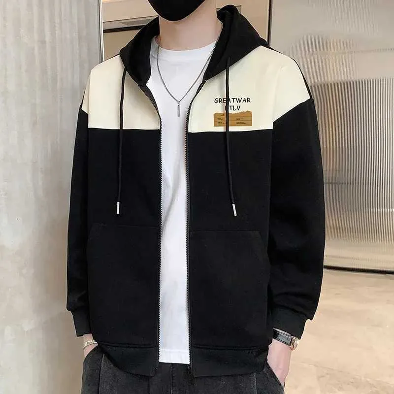 DHgate.com:Mens Patchwork Zipper Hoodie - Autumn Fashion
