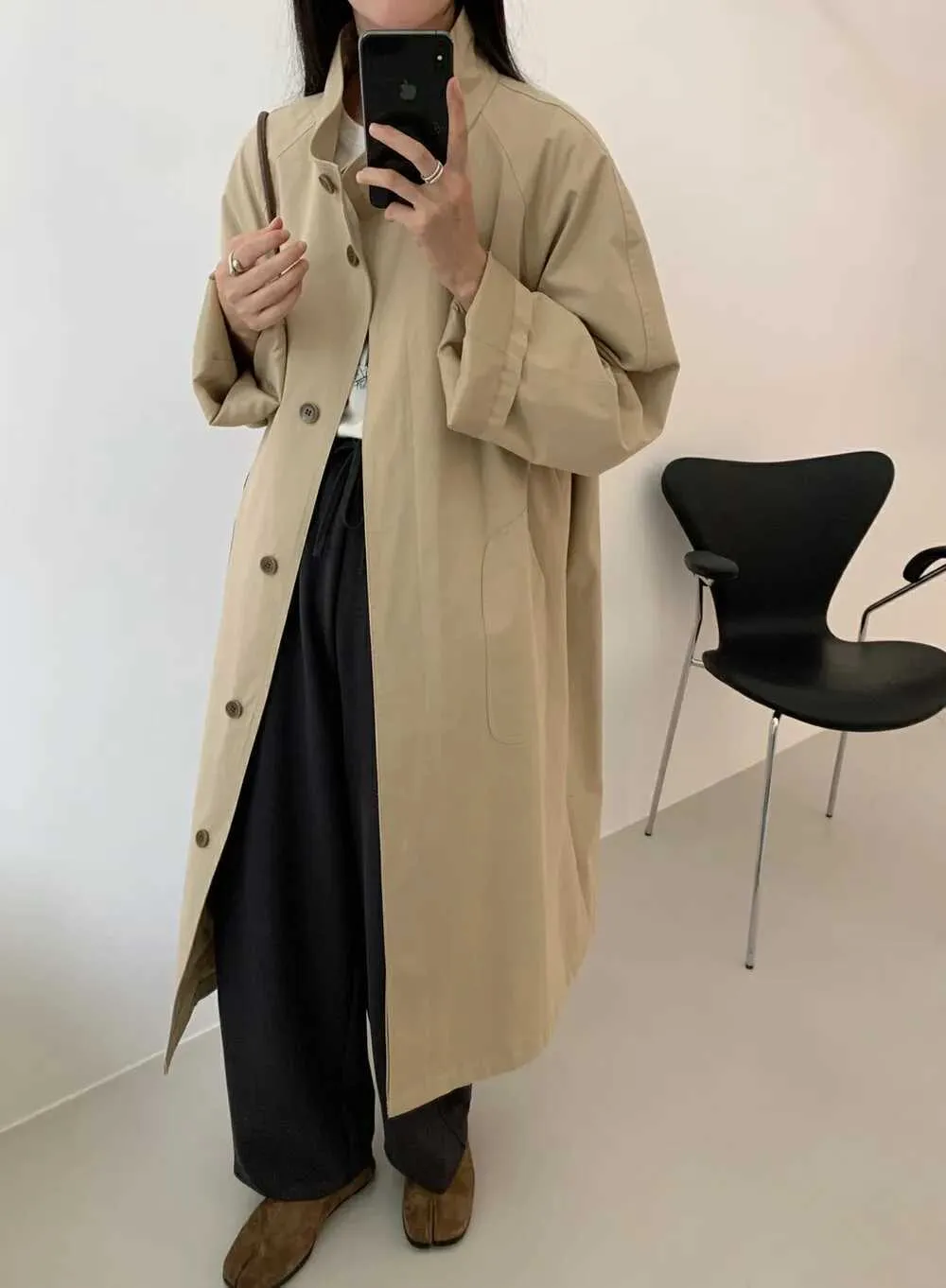 2024 New Fashion Womens Long Stand Collar The Row Trench 2024 New Fashion Womens Long Stand Collar The Row Trench