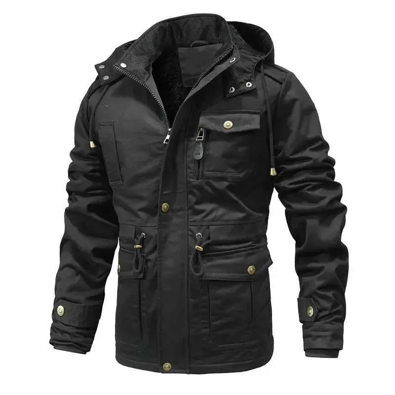 W240920 Mens Military Jacket Multi Pocket Hooded... From 
