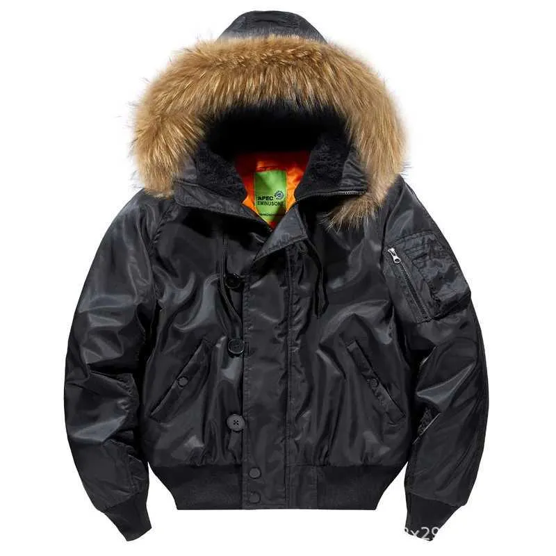 DHgate.com:Mens Winter Flight Jacket - Cotton Padded, Fur Hood 