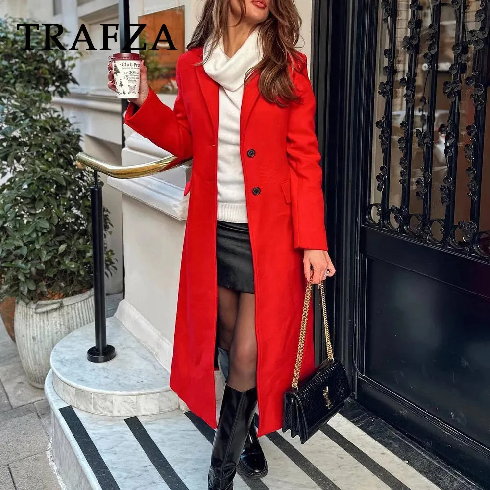 Streetwear Red Coat 2019 Long Trench Coat Women's Plus Size