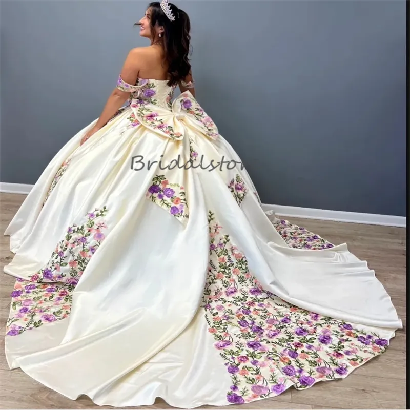 Mexican Charro Quinceanera Dresses 2025 Beige Princess Embroidery ...