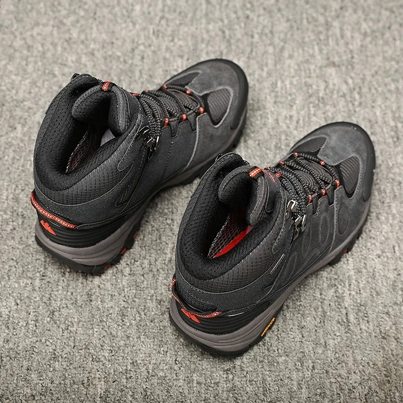 HIKEUP Hoher Herren-Wanderschuh, Winterschuhe, Schnürschuhe, rutschfest, Outdoor-Sport-Freizeit-Trekkingschuhe, wasserdicht, Wildleder_voghion.com