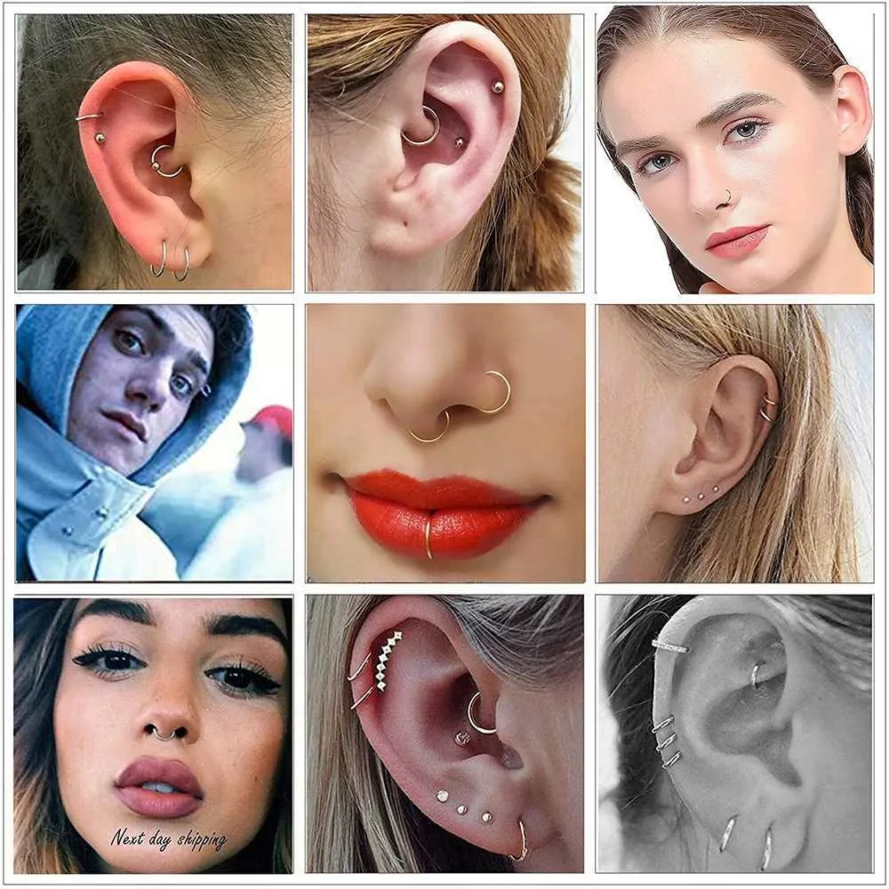 EVISPOL 10Pcs Eyebrow Piercing Jewelry Eyebrow Rings 16G