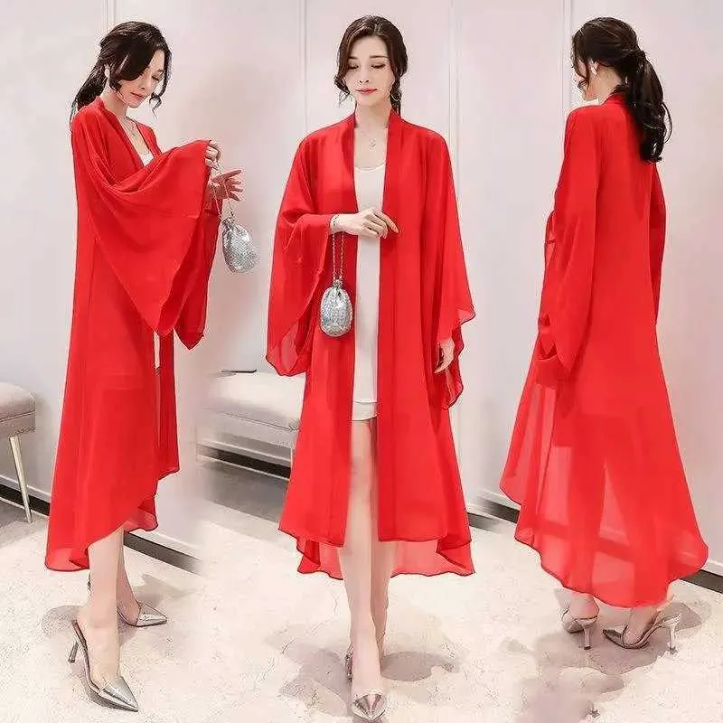 Korean Fashion Black Chiffon coat and cardigan for Women