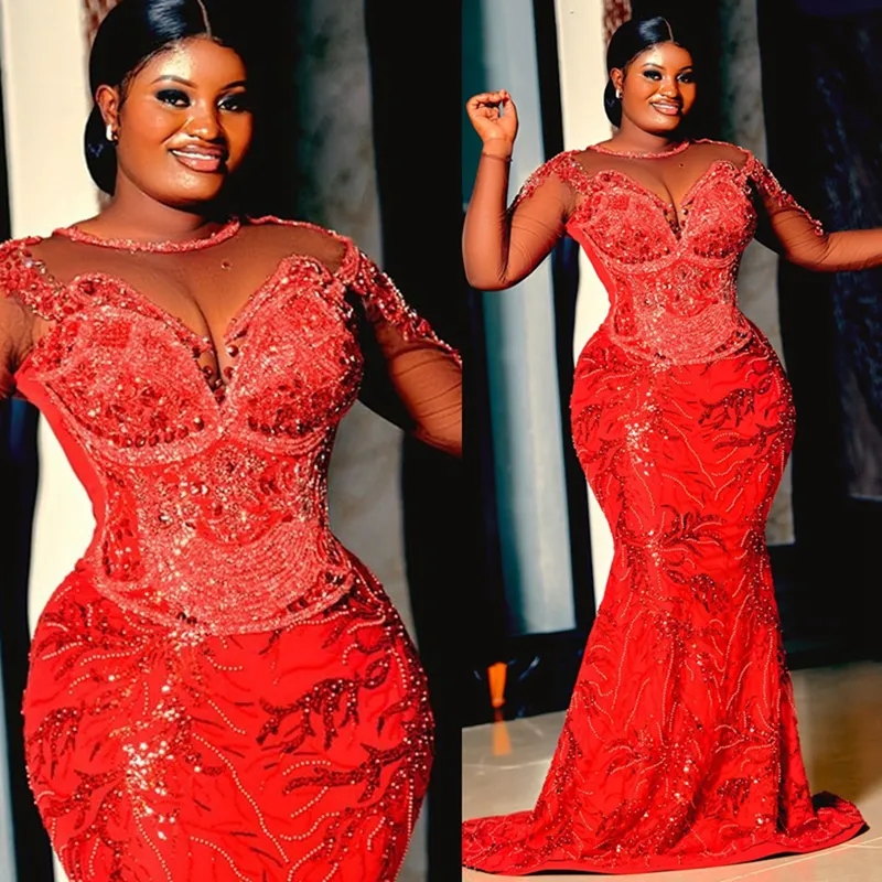 Gold Lace Red Jersey Turtle Neck Plus Size Sexy Open Back Mermaid Dress