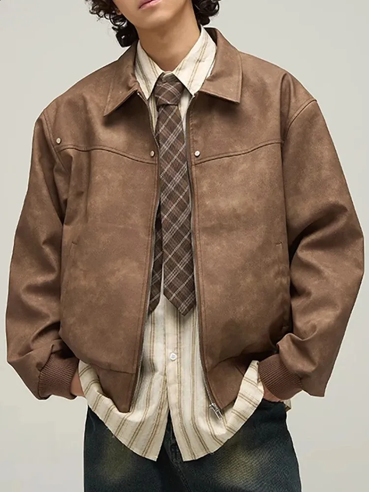 DHgate.com:Mens Retro Brown PU Leather Jacket - Zipper DHgate.com:Mens Retro Brown PU Leather Jacket - Zipper