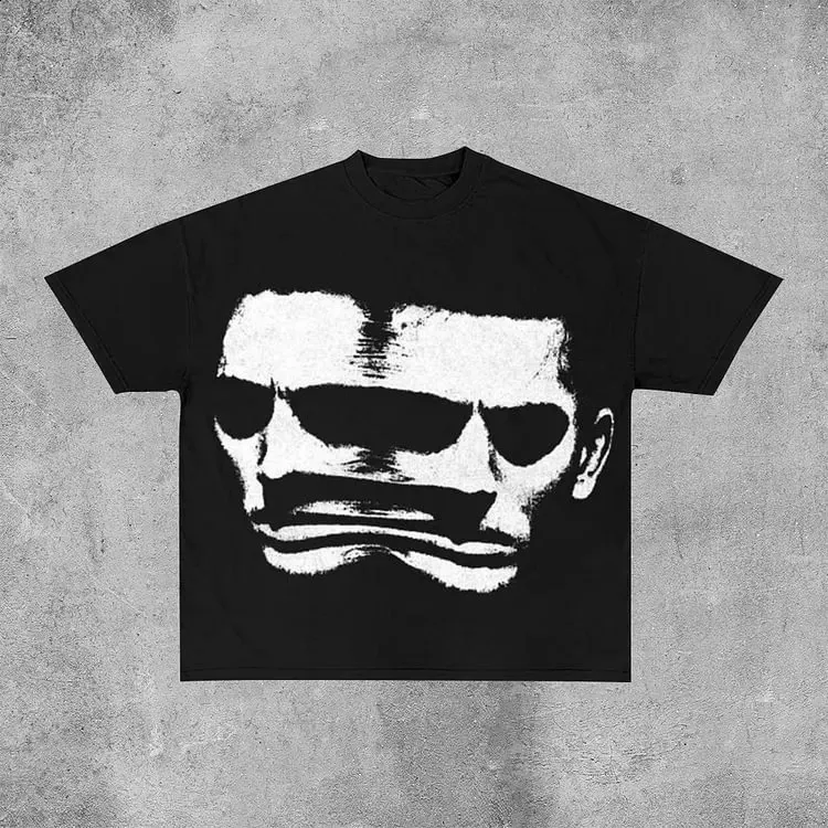 Vintage Double Face Graphic Polyester Short Sleeve Crew Neck T 