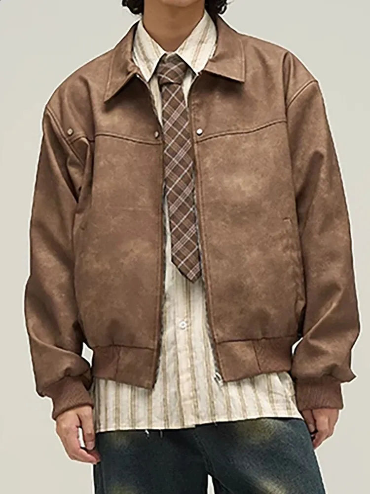 DHgate.com:Mens Retro Brown PU Leather Jacket - Zipper DHgate.com:Mens Retro Brown PU Leather Jacket - Zipper