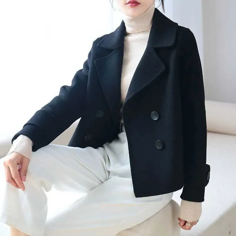 Womens Wool Blend Set Collar Short Coat - Autumn/Winter