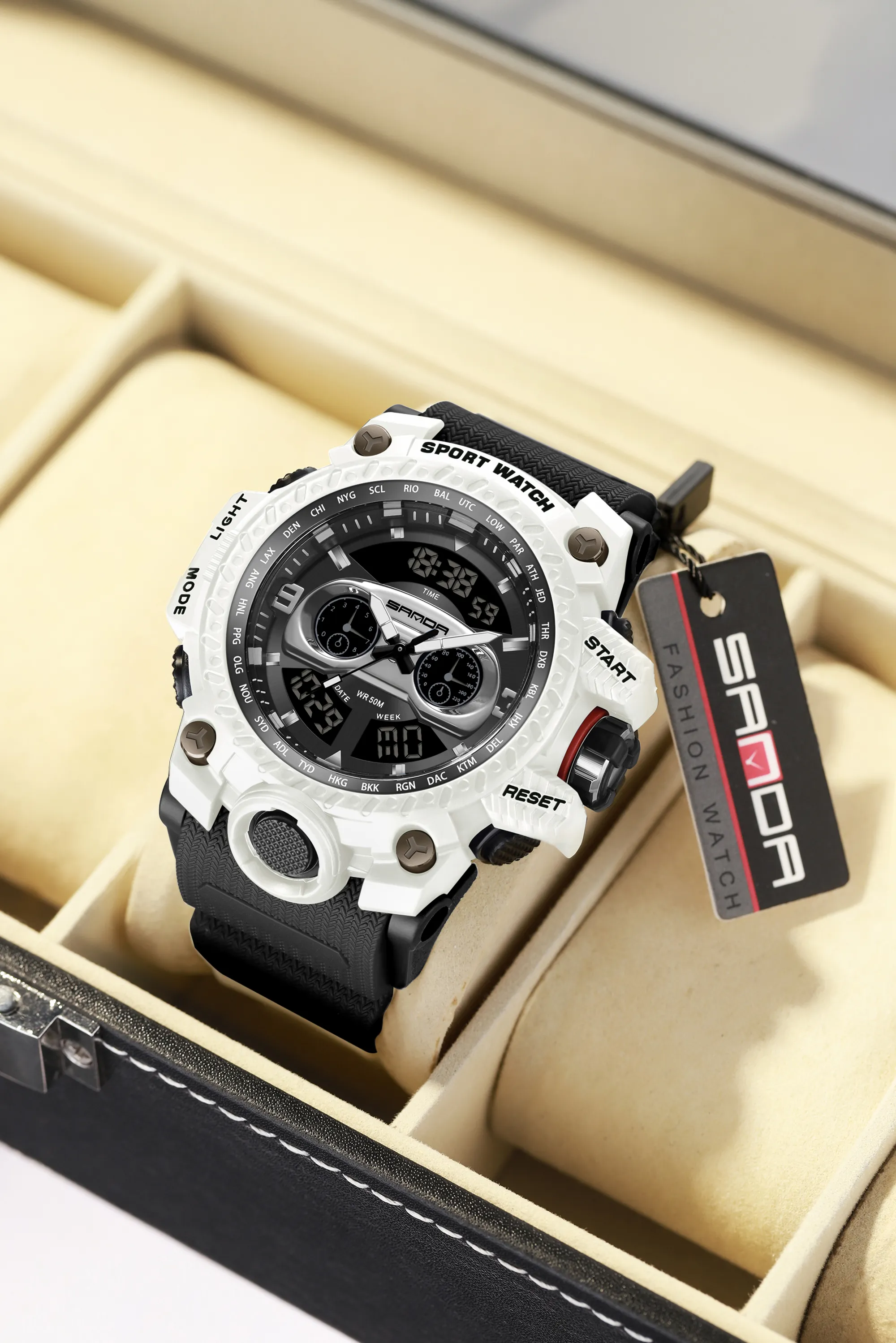 SANDA 3153 Mens Watch Sports Military Quartz Watch 50M 