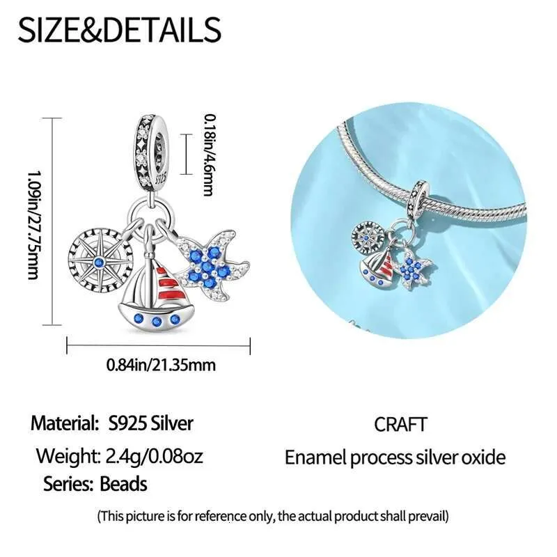 925 Sterling Silver Ocean Theme Charm Pendant For Bracelets_voghion.com