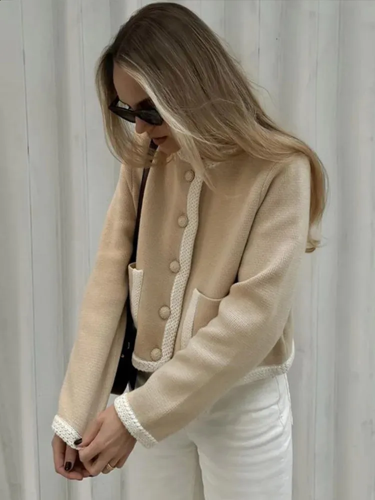 Women's Vintage Knit Cardigan Coat Round Neck, French Elegant, Short,  Single Breasted, Casual Commute Jacket