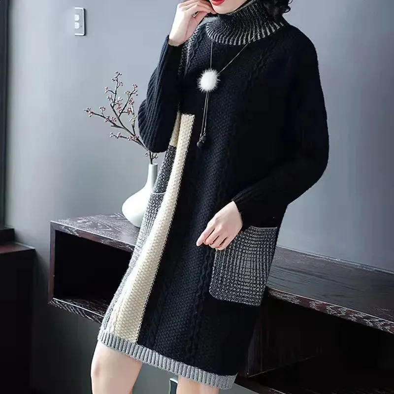 Floral Knitted turtleneck Sweater dress for Women - High-Quality, Thick Bottom Sweater for Autumn and WinterColor: Red/BlackSuitable Gender: Floral Knitted turtleneck Sweater dress for Women - High-Quality, Thick Bottom Sweater for Autumn and WinterColor: Red/BlackSuitable Gender: