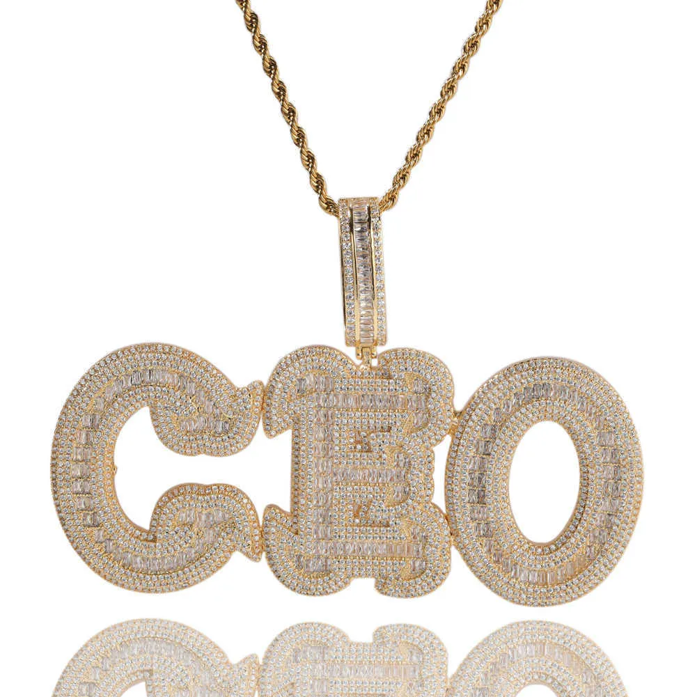 Custom Name Moissanite Pendant Necklace: 18K Gold Plated Hip Hop