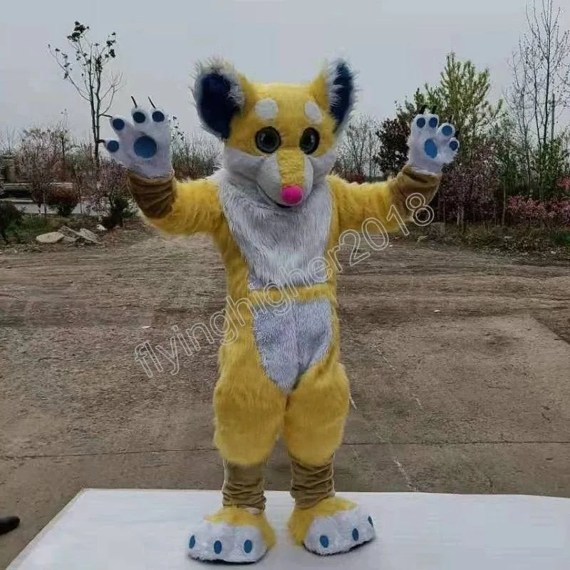2025 Performance Yellow Husky Dog Mascot Costume Adult Size Cartoon ...