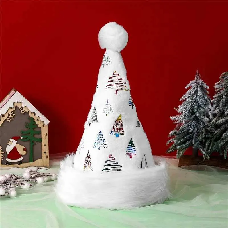 Save Big on Bulk White Christmas Hat Plush Christmas Tree Santa Hat For  Adults Warm Cozy Xmas Decor Best Deals on DHgate