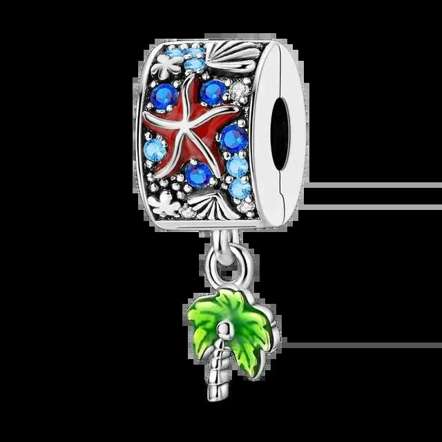 925 Sterling Silver Blue Ocean Ship Lighthouse Starfish Turtle Dolphin Charms Pendants Fit Original Bracelets DIY For_voghion.com