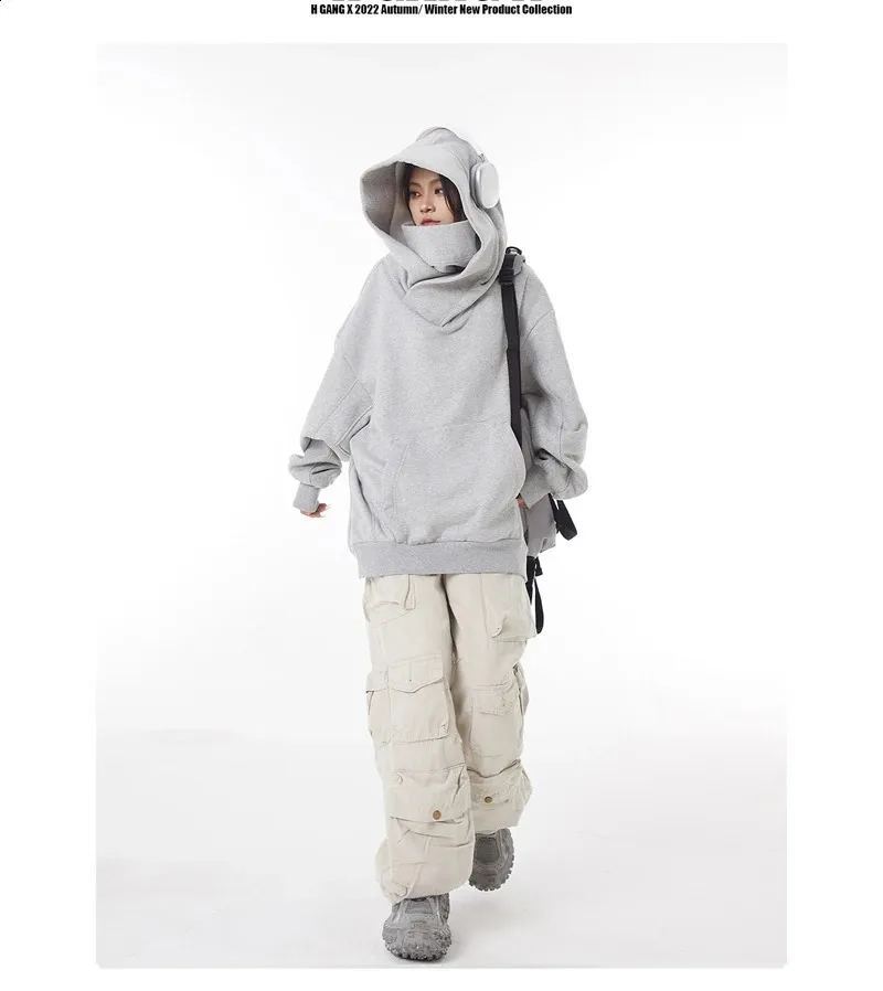 Autumn Solid Color Japanese Ninja Hoodies Mens Turtleneck