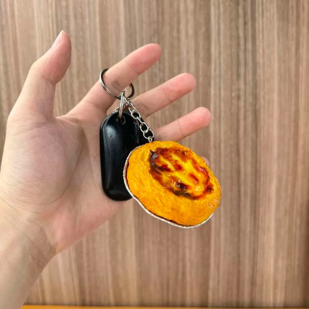 Creative Simulated Egg Tart Keychain Fun Food Open Near Me Bag For