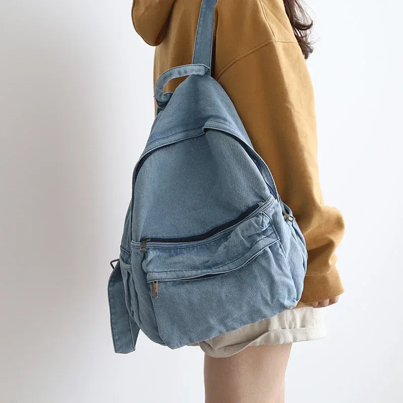 Retro Gray Canvas Canvas Backpack Women For College Students Cool Denim Laptop Bag For Girls And Ladies From Oul003 19.45 DHgate.Com