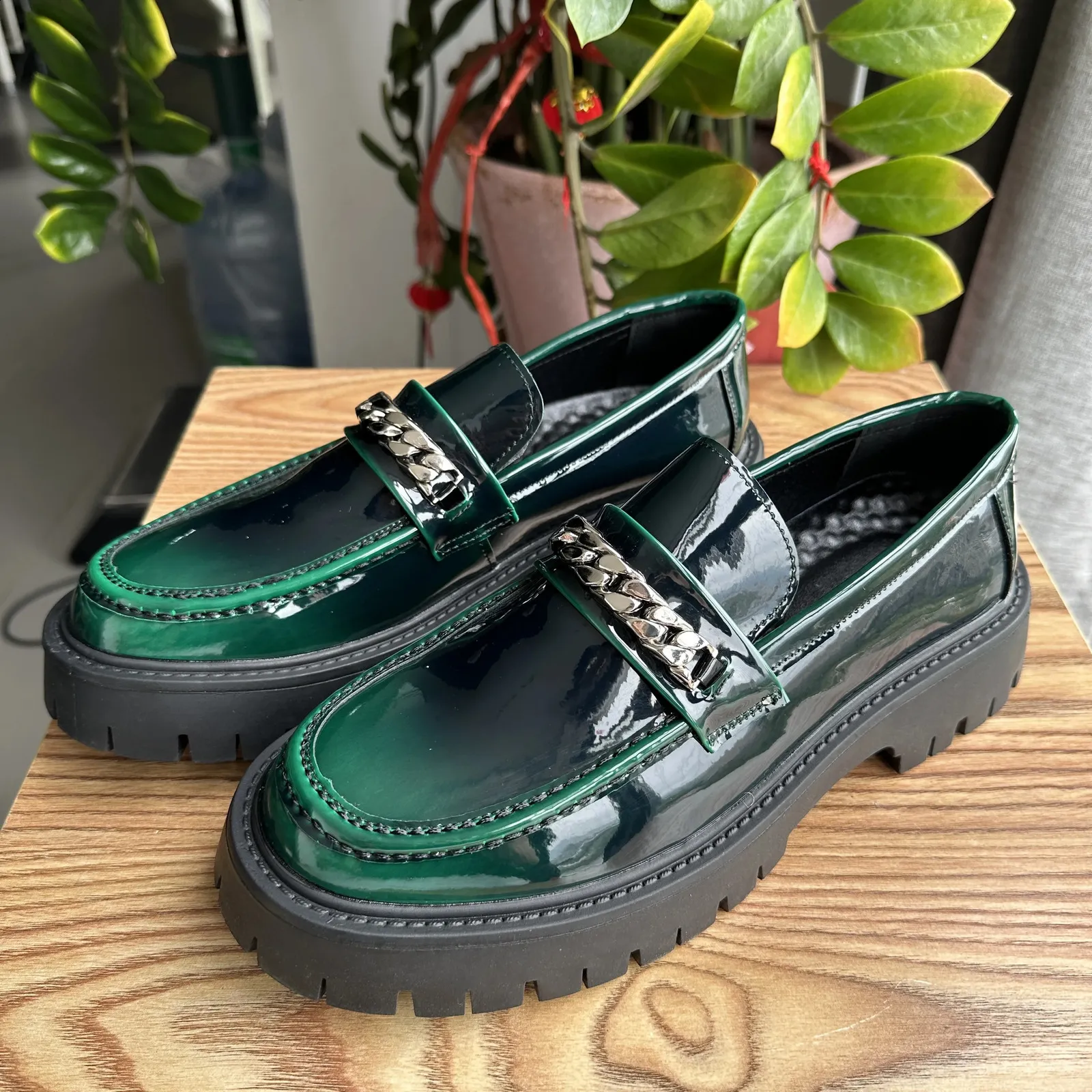 Men Leather Casual Handmade Platform Loafers Slipon Oxford 